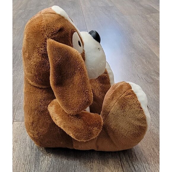 Aurora Brown & White Puppy Dog Plush Stuffed Animals Red Tongue 8.5" Toy - Picture 2 of 11